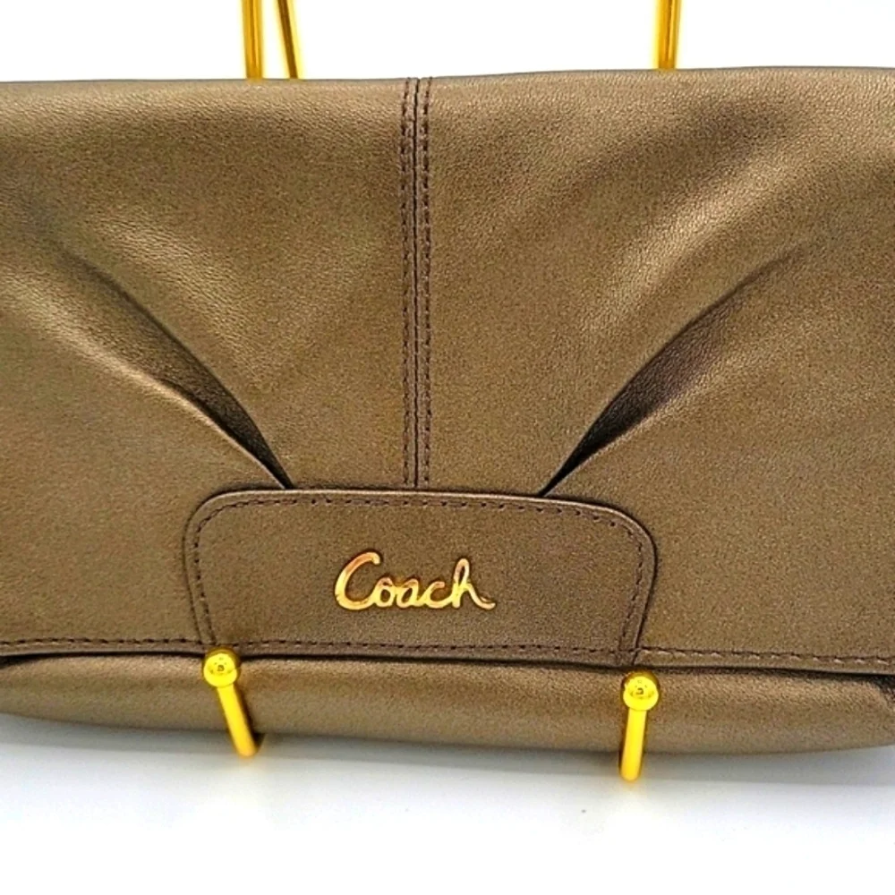 COACH Metallic Clutch Leather Wristlet Gold Hardware